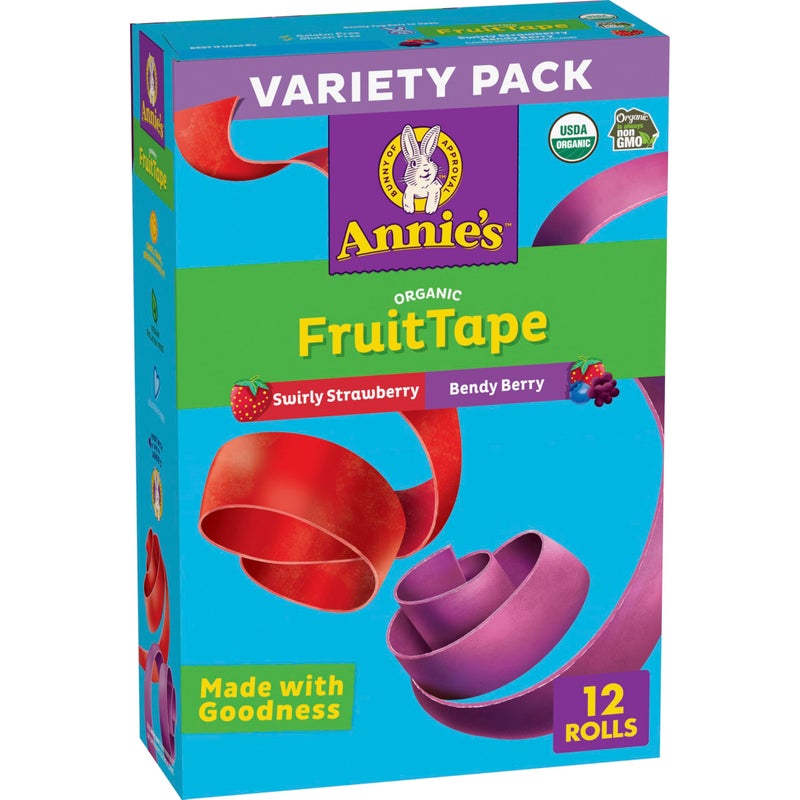 Annie's Organic Fruit Tape, Swirly Strawberry and Bendy Berry, Gluten Free, Variety Pack, 12 Rolls, 9 oz - Image 1